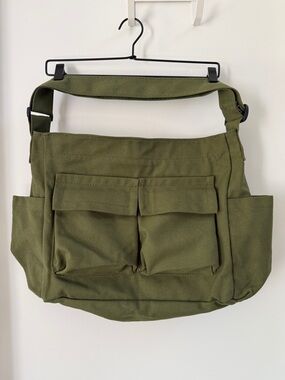 Olive Green Canvas Messenger Bag NWOT